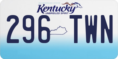 KY license plate 296TWN