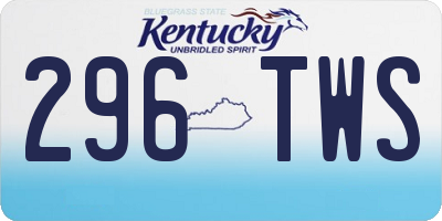 KY license plate 296TWS