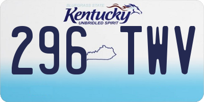 KY license plate 296TWV