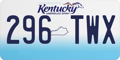 KY license plate 296TWX