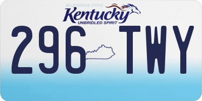 KY license plate 296TWY