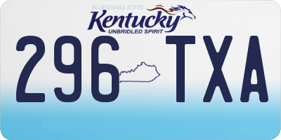 KY license plate 296TXA