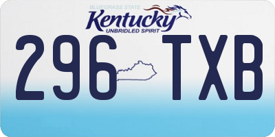 KY license plate 296TXB
