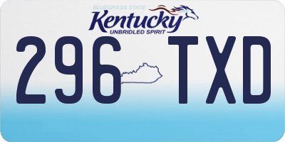 KY license plate 296TXD