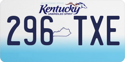 KY license plate 296TXE