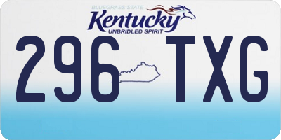 KY license plate 296TXG