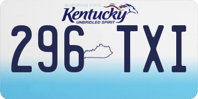 KY license plate 296TXI