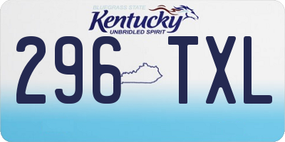 KY license plate 296TXL