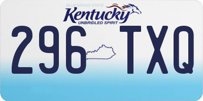 KY license plate 296TXQ