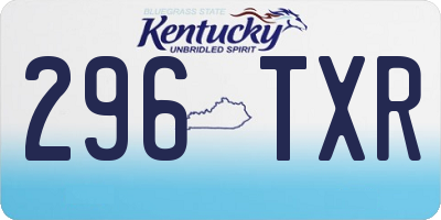 KY license plate 296TXR