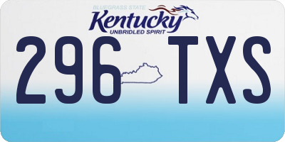 KY license plate 296TXS