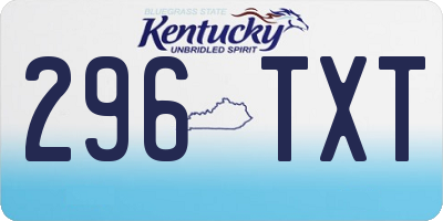 KY license plate 296TXT
