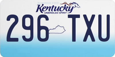 KY license plate 296TXU