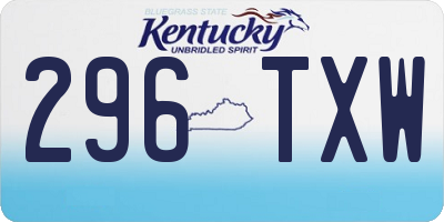 KY license plate 296TXW