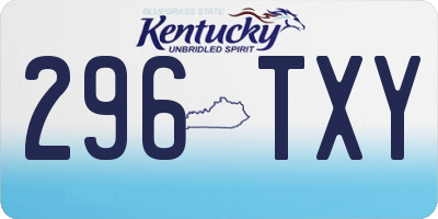 KY license plate 296TXY