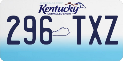 KY license plate 296TXZ