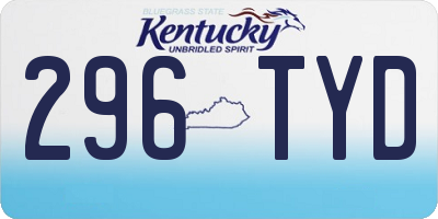 KY license plate 296TYD