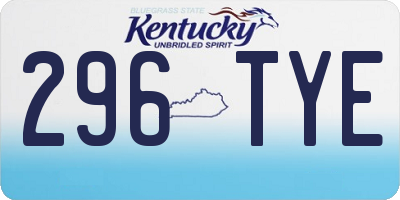 KY license plate 296TYE