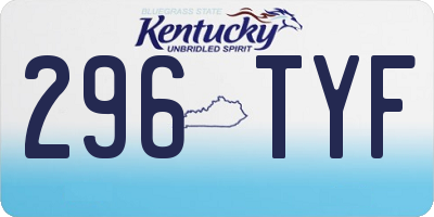 KY license plate 296TYF