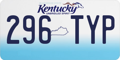 KY license plate 296TYP