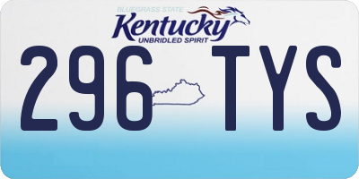 KY license plate 296TYS