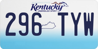 KY license plate 296TYW