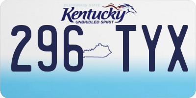 KY license plate 296TYX
