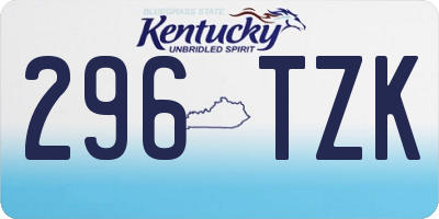 KY license plate 296TZK
