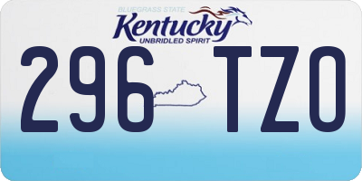 KY license plate 296TZO