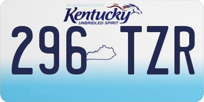 KY license plate 296TZR
