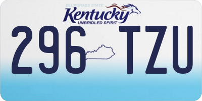 KY license plate 296TZU