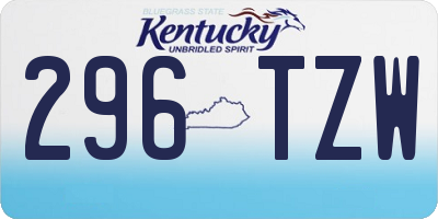 KY license plate 296TZW