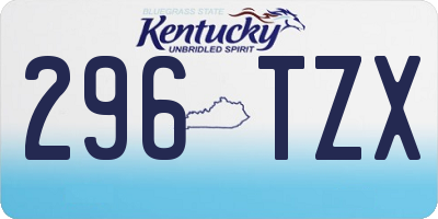 KY license plate 296TZX