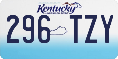KY license plate 296TZY