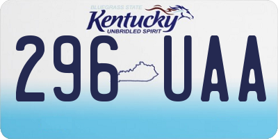 KY license plate 296UAA