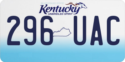 KY license plate 296UAC