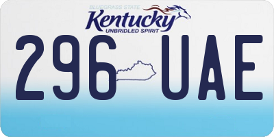 KY license plate 296UAE