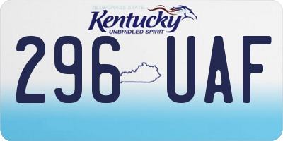 KY license plate 296UAF