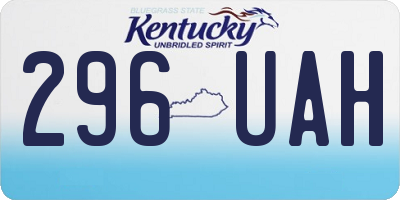 KY license plate 296UAH