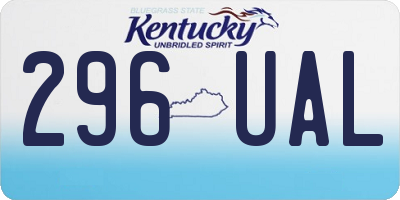KY license plate 296UAL