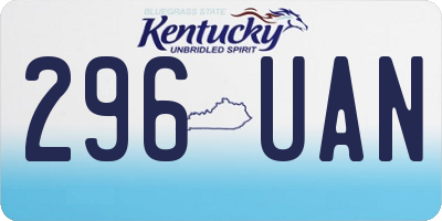 KY license plate 296UAN