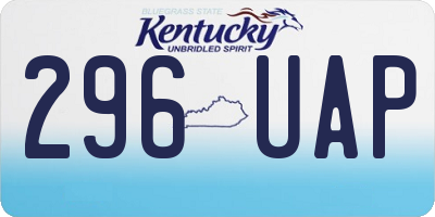 KY license plate 296UAP