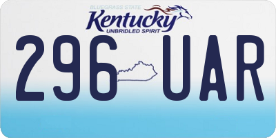 KY license plate 296UAR