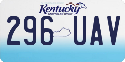 KY license plate 296UAV