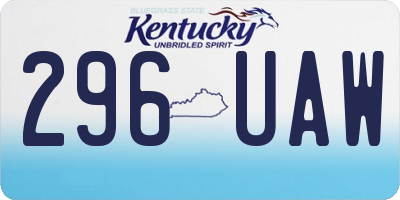 KY license plate 296UAW