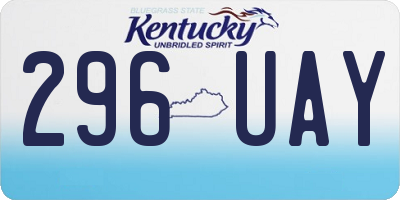 KY license plate 296UAY
