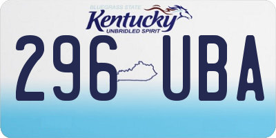 KY license plate 296UBA