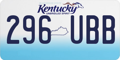 KY license plate 296UBB