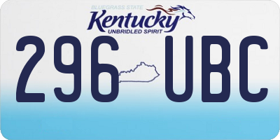 KY license plate 296UBC