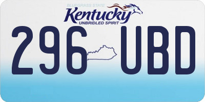 KY license plate 296UBD